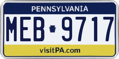 PA license plate MEB9717