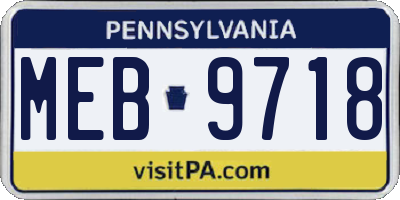 PA license plate MEB9718
