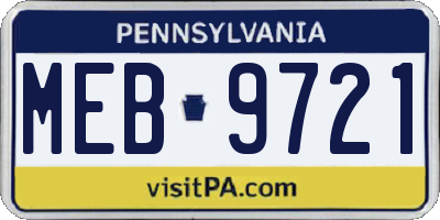 PA license plate MEB9721