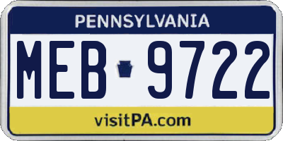 PA license plate MEB9722