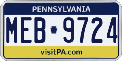 PA license plate MEB9724