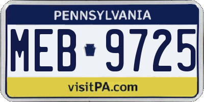 PA license plate MEB9725