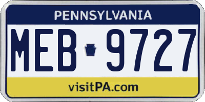 PA license plate MEB9727