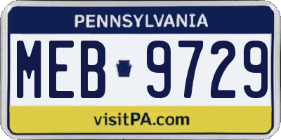 PA license plate MEB9729