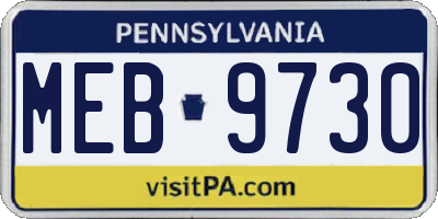 PA license plate MEB9730
