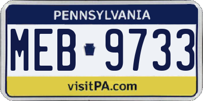 PA license plate MEB9733