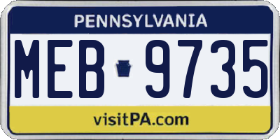 PA license plate MEB9735