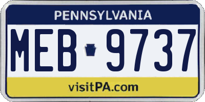 PA license plate MEB9737