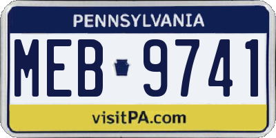 PA license plate MEB9741