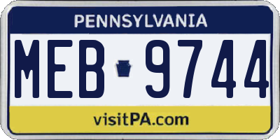 PA license plate MEB9744