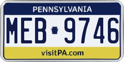 PA license plate MEB9746