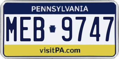 PA license plate MEB9747