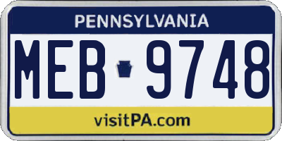 PA license plate MEB9748