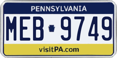 PA license plate MEB9749