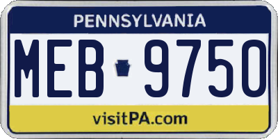 PA license plate MEB9750