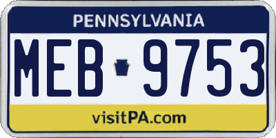 PA license plate MEB9753