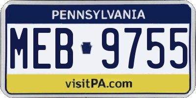 PA license plate MEB9755