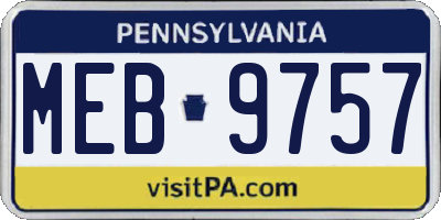 PA license plate MEB9757
