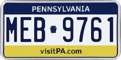 PA license plate MEB9761