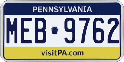 PA license plate MEB9762