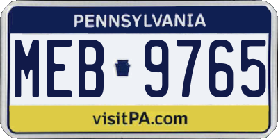 PA license plate MEB9765