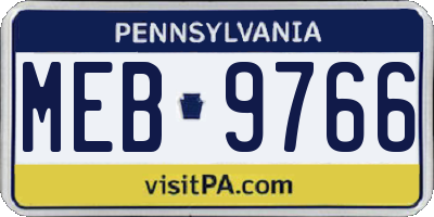 PA license plate MEB9766