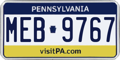 PA license plate MEB9767
