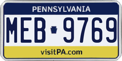 PA license plate MEB9769