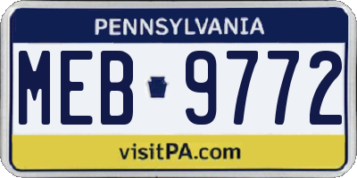PA license plate MEB9772
