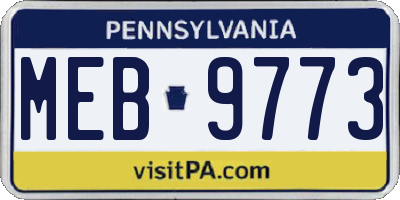 PA license plate MEB9773