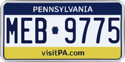 PA license plate MEB9775