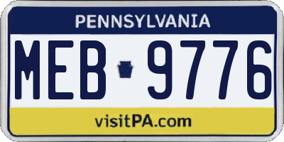 PA license plate MEB9776