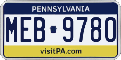 PA license plate MEB9780