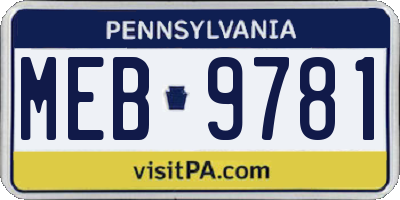 PA license plate MEB9781