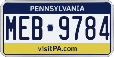 PA license plate MEB9784