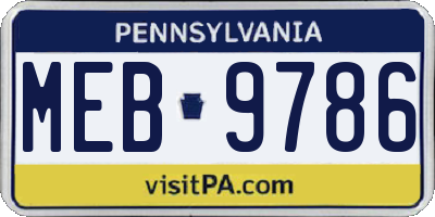 PA license plate MEB9786