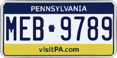PA license plate MEB9789
