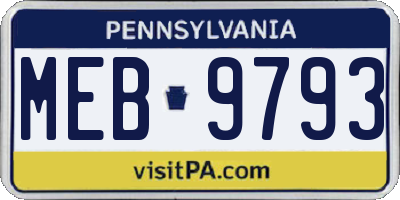 PA license plate MEB9793
