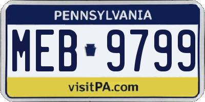 PA license plate MEB9799