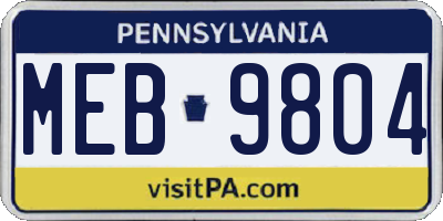 PA license plate MEB9804