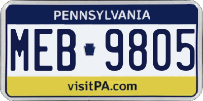 PA license plate MEB9805