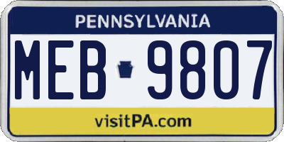PA license plate MEB9807