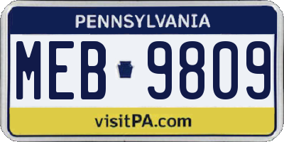 PA license plate MEB9809