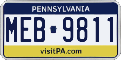 PA license plate MEB9811