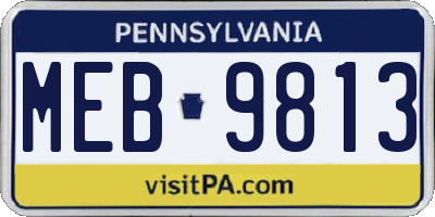 PA license plate MEB9813