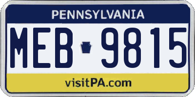 PA license plate MEB9815
