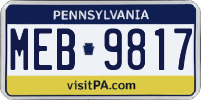 PA license plate MEB9817