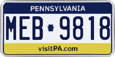PA license plate MEB9818