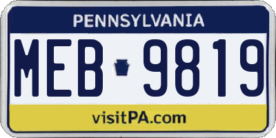 PA license plate MEB9819