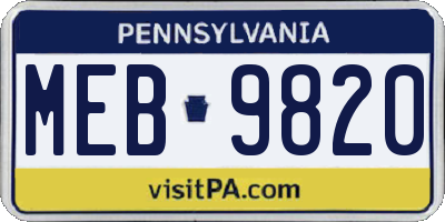 PA license plate MEB9820